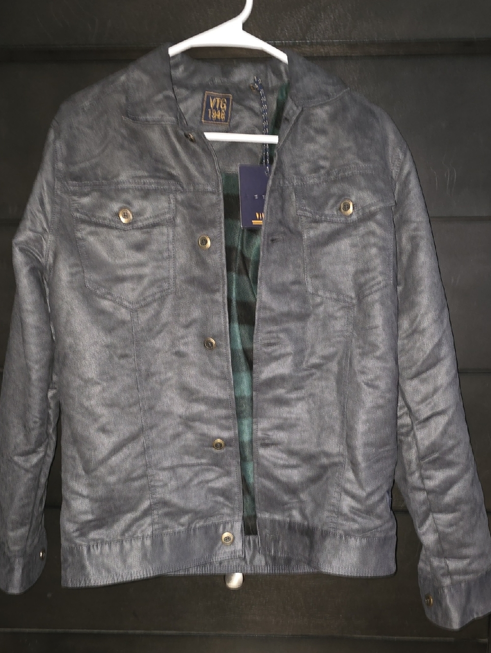 Men's Grey Jacket with Plaid Lining